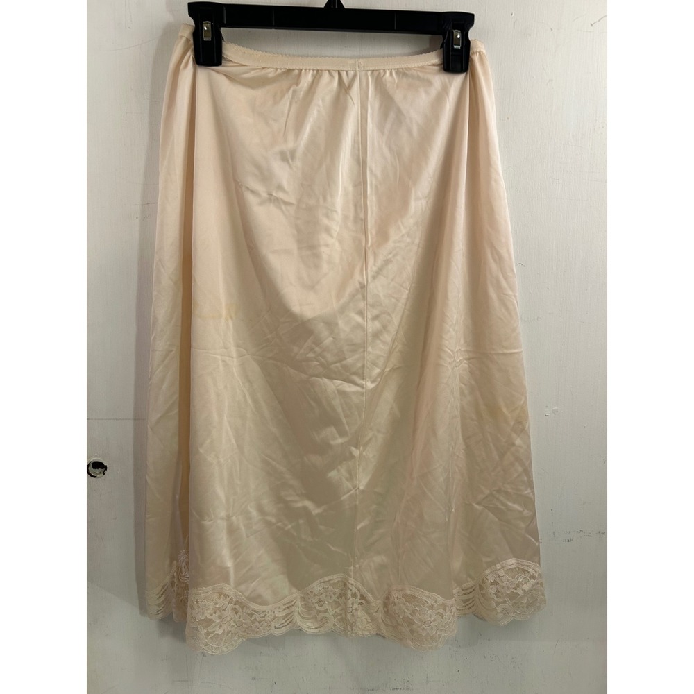 Unbranded Vintage Half Slip Skirt Medium Cream Lace Trim Silky Lingerie Womens - Picture 3 of 5